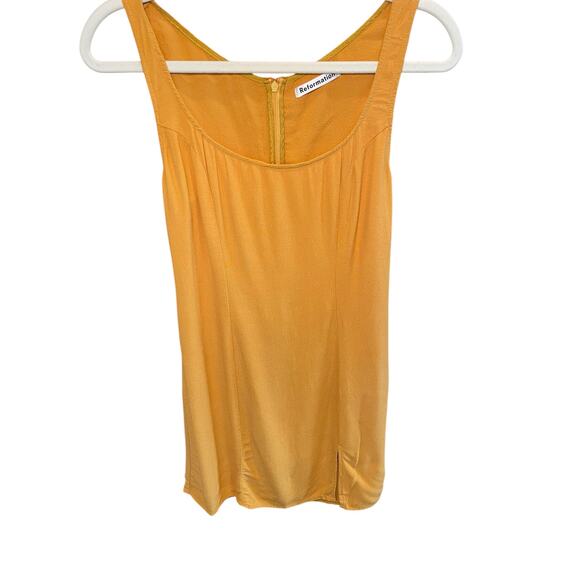 Reformation Women 8 Noha Tiegan Dress Mustard Yellow Mini Dress Side Slit - Picture 7 of 13